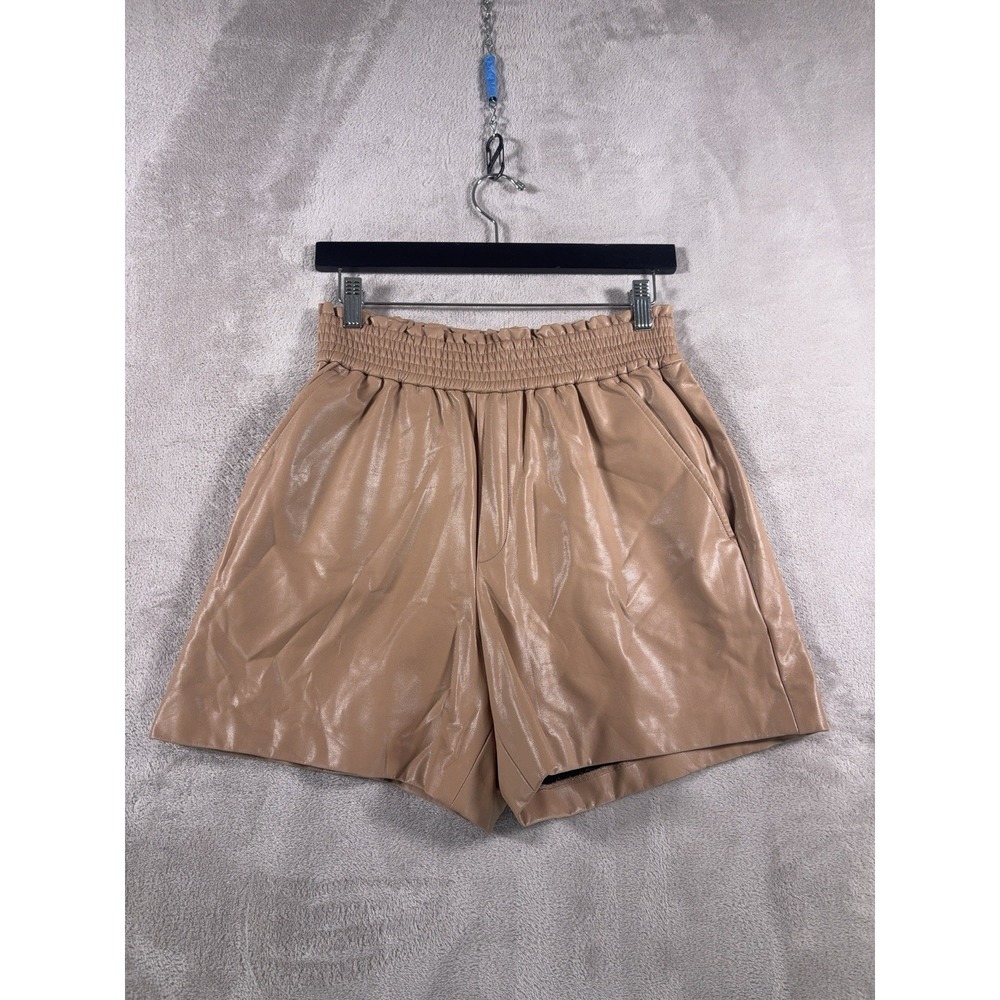 A.L.C. Kaleb Vegan Leather Shorts Womens Small Tan High Rise Pull On Paper Bag
